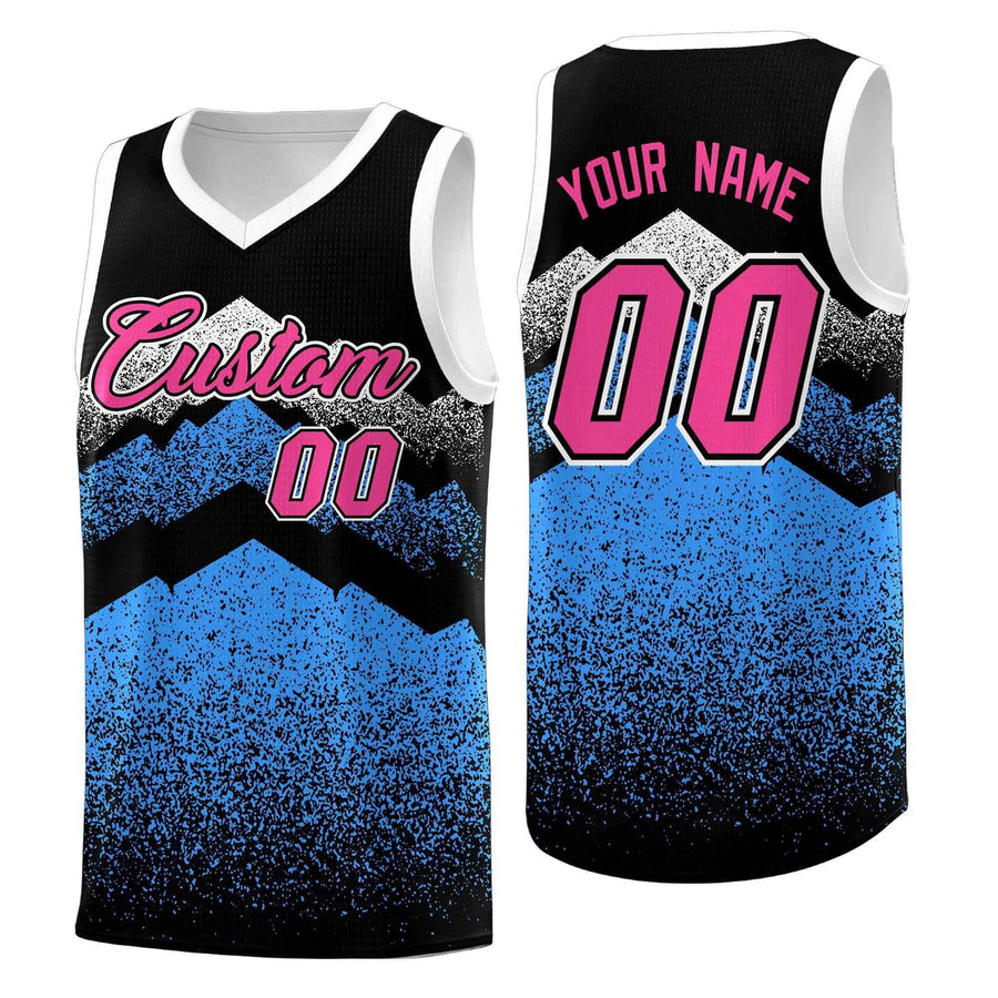 Custom Black Powder Blue Mountain Fade Sublimation Printing Gradient Fashion Uniform Basketball Jersey | BuyFootballJersey