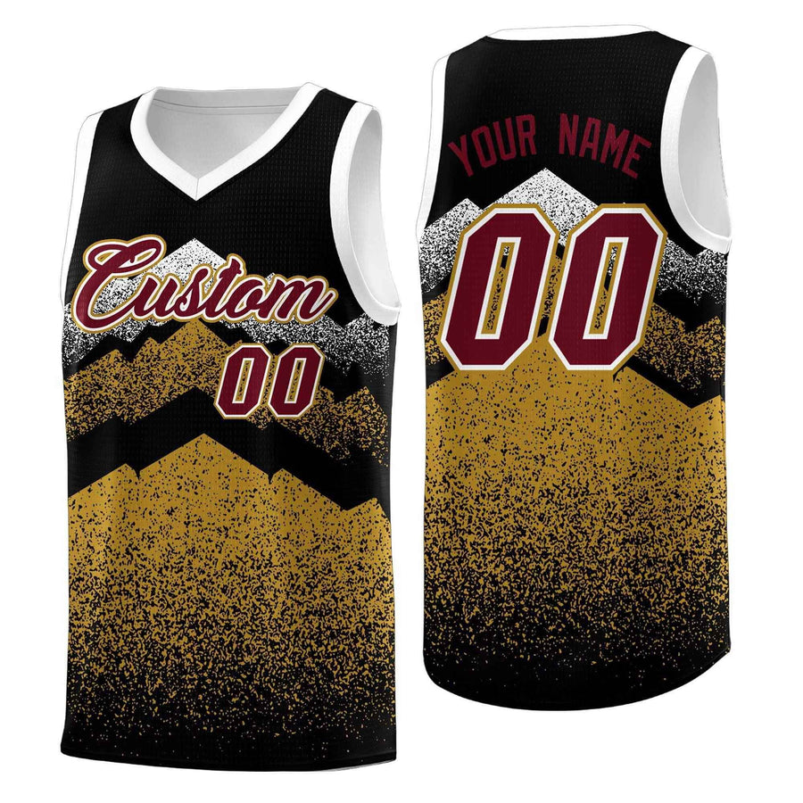 Custom Black Old Gold Mountain Fade Breathable Gradient Fashion Uniform Basketball Jersey | BuyFootballJersey