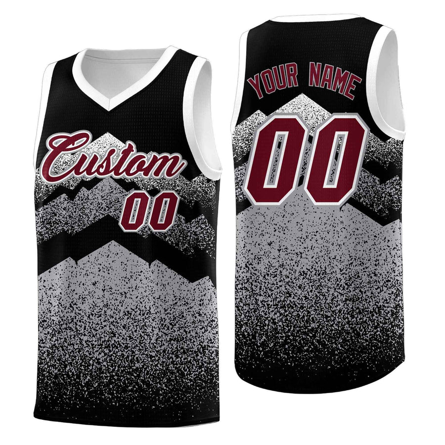 Custom Black Gray Mountain Fade Quick-Drying Gradient Fashion Uniform Basketball Jersey | BuyFootballJersey