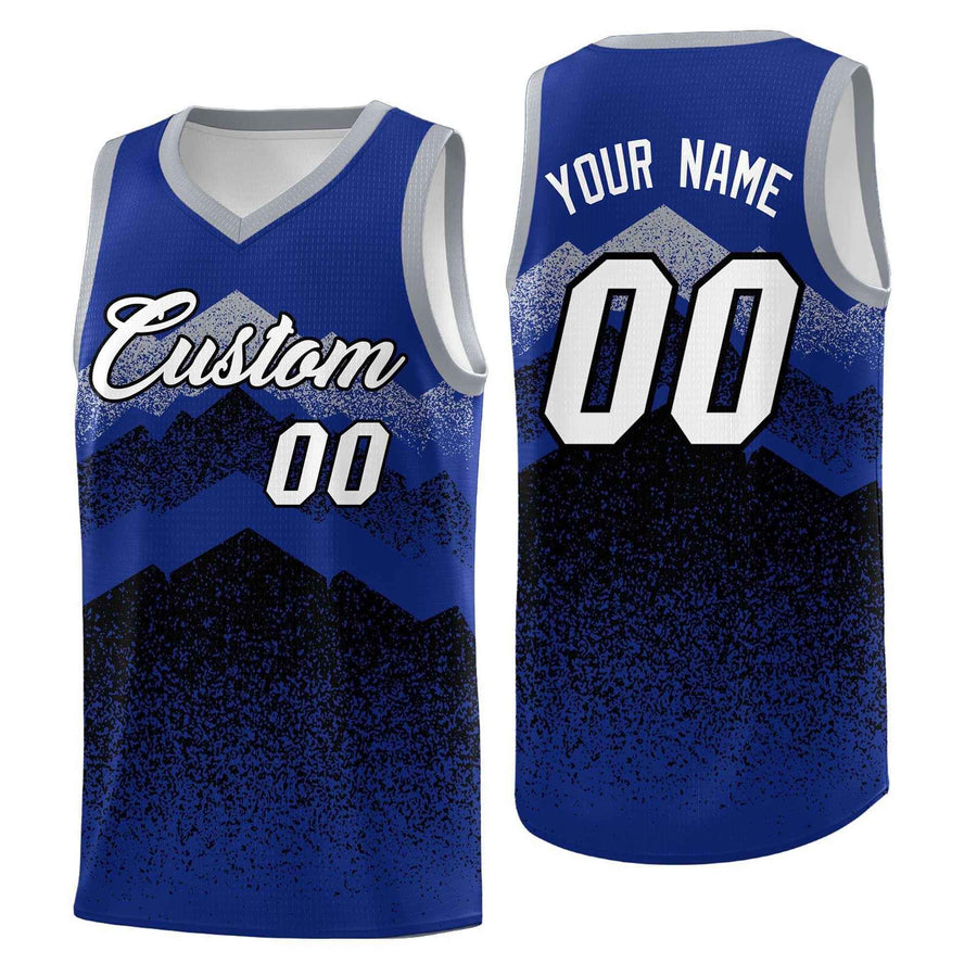 Custom Royal Black Mountain Fade Quick-Drying Gradient Fashion Uniform Basketball Jersey | BuyFootballJersey