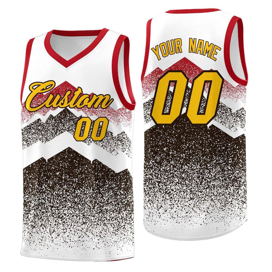 Custom White Brown Mountain Fade Lightweight Gradient Fashion Uniform Basketball Jersey | BuyFootballJersey