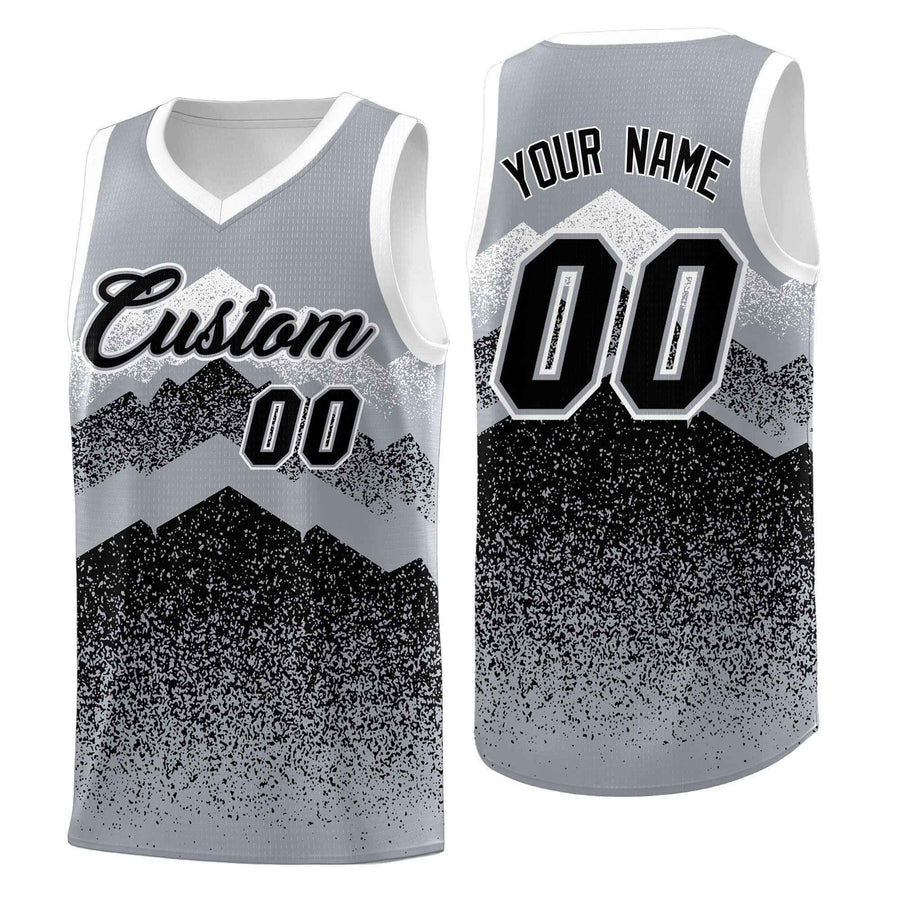 Custom Gray Black Mountain Fade Wrinkle-Resistant Gradient Fashion Uniform Basketball Jersey | BuyFootballJersey