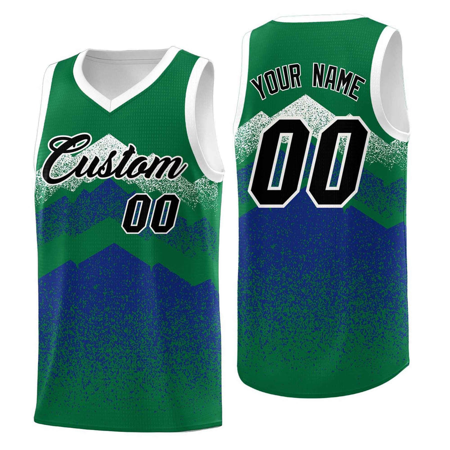 Custom Green Royal Mountain Fade Drapable Gradient Fashion Uniform Basketball Jersey | BuyFootballJersey