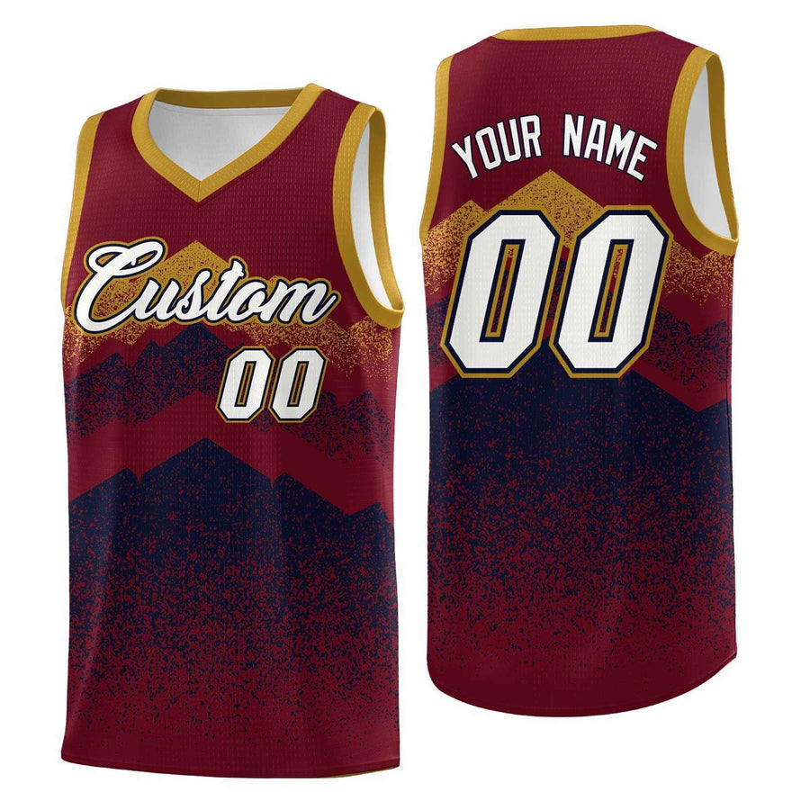 Custom Crimson Navy Mountain Fade Lightweight Gradient Fashion Uniform Basketball Jersey | BuyFootballJersey