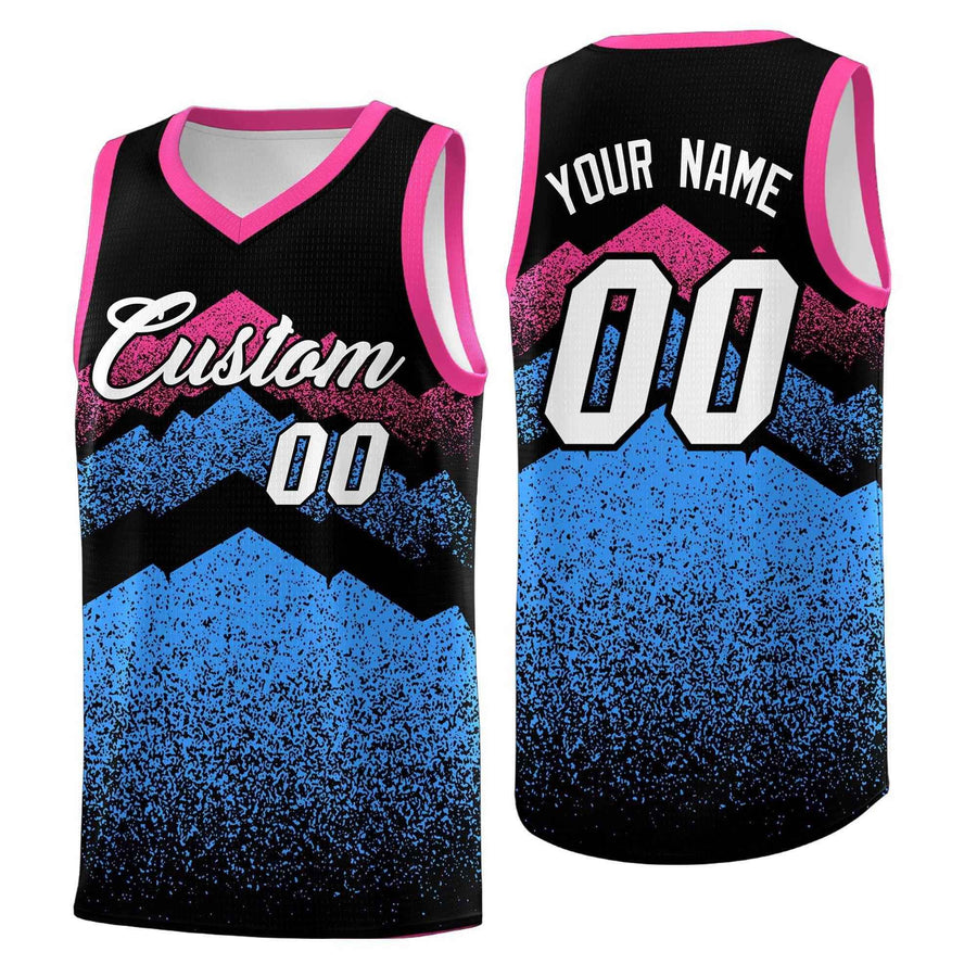 Custom Black Powder Blue Mountain Fade Lightweight Gradient Fashion Uniform Basketball Jersey | BuyFootballJersey