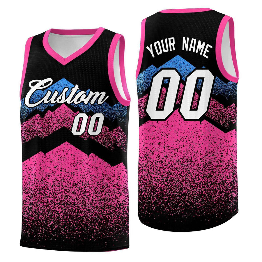 Custom Black Pink Mountain Fade Wrinkle-Resistant Gradient Fashion Uniform Basketball Jersey | BuyFootballJersey