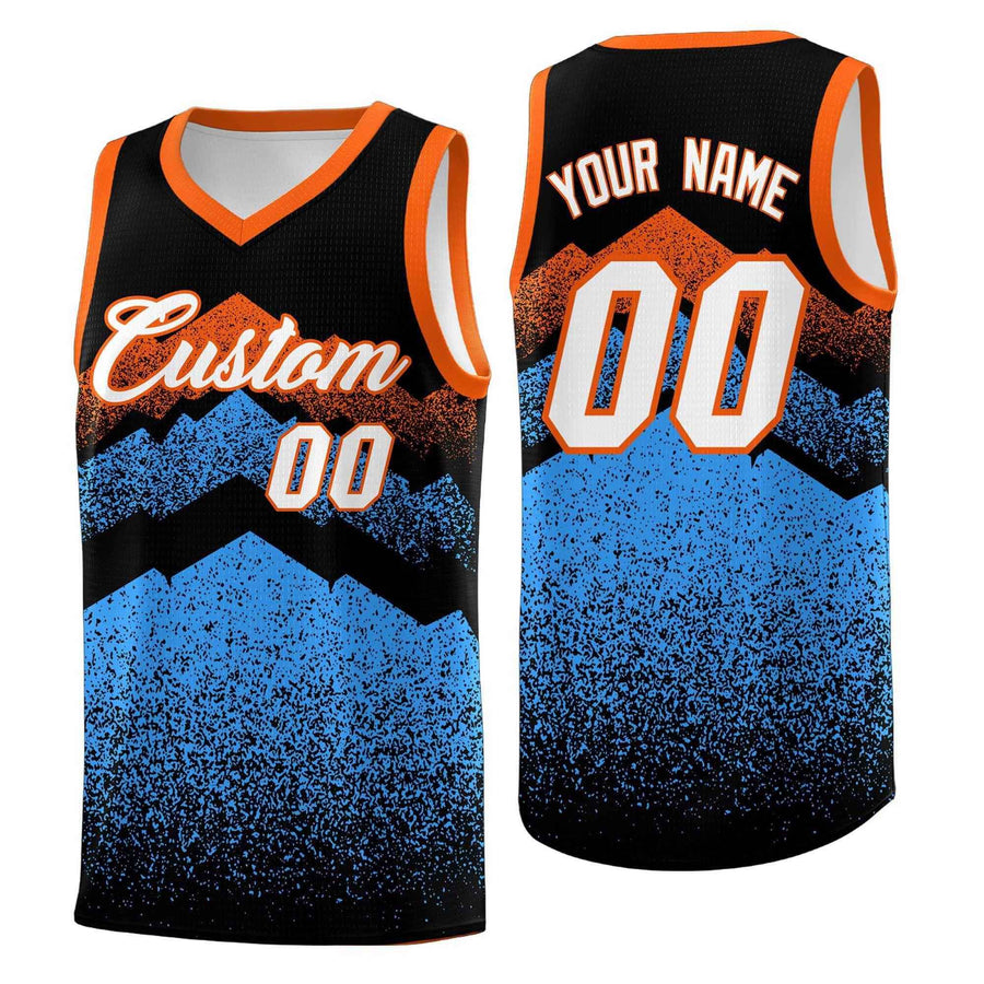 Custom Black Powder Blue Mountain Fade Sublimation Printing Gradient Fashion Uniform Basketball Jersey | BuyFootballJersey