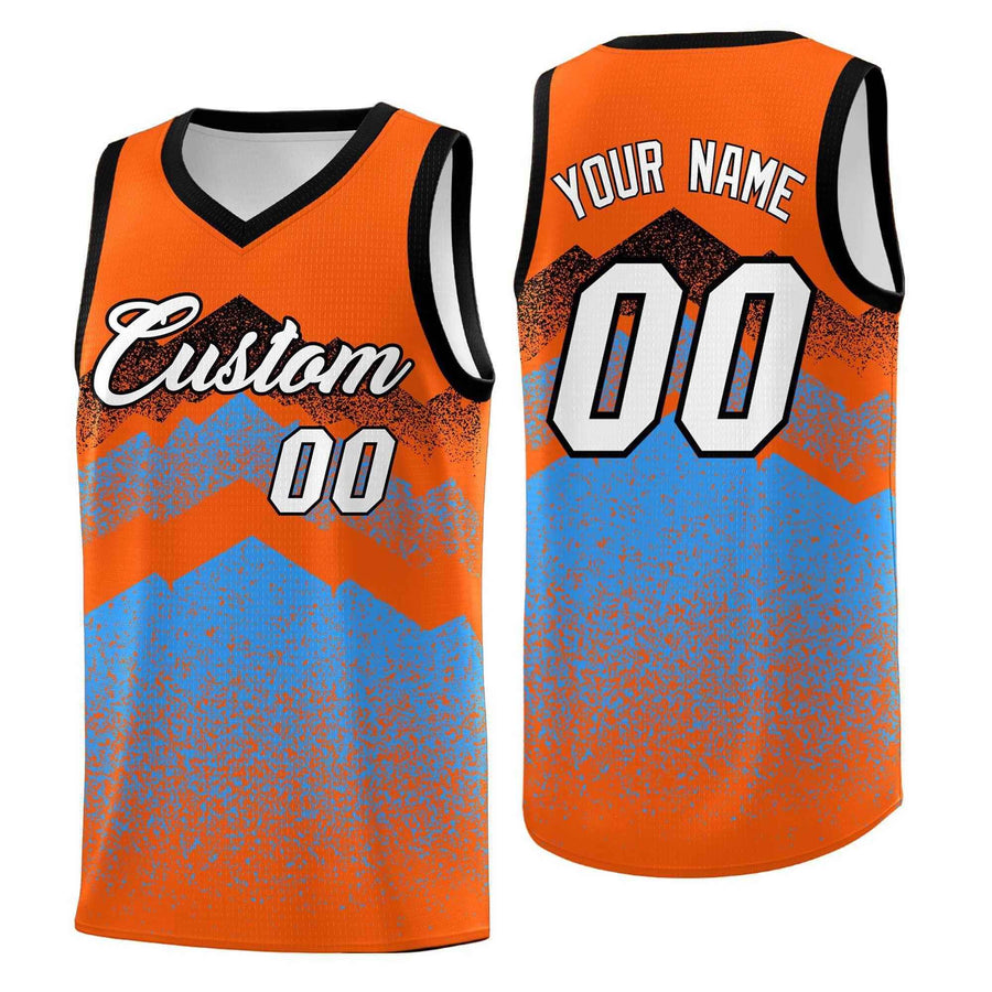 Custom Orange Powder Blue Mountain Fade Breathable Gradient Fashion Uniform Basketball Jersey | BuyFootballJersey