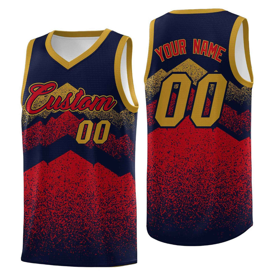 Custom Navy Red Mountain Fade Lightweight Gradient Fashion Uniform Basketball Jersey | BuyFootballJersey