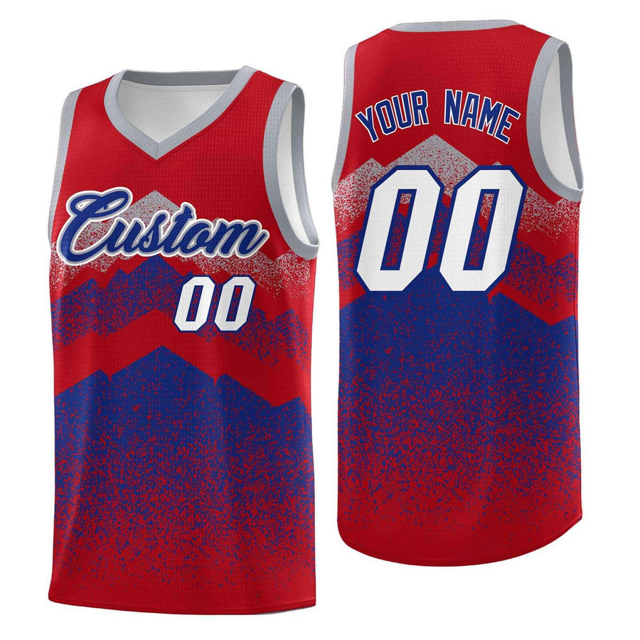 Custom Red Royal Mountain Fade Drapable Gradient Fashion Uniform Basketball Jersey | BuyFootballJersey