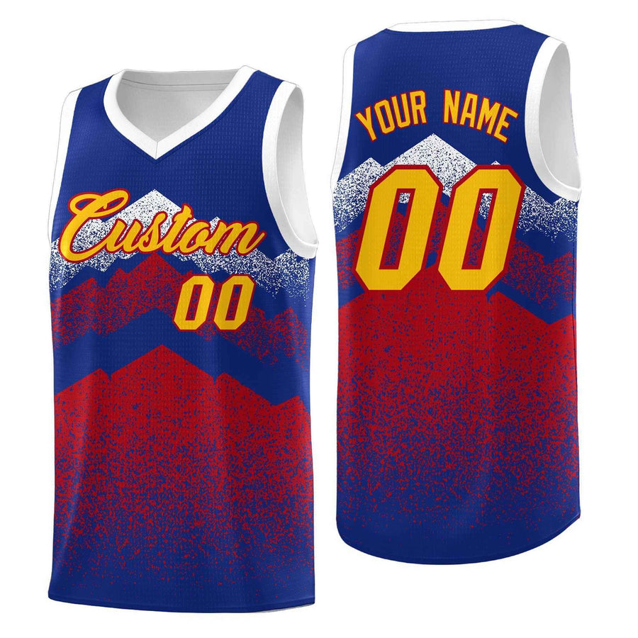 Custom Royal Red Mountain Fade Quick-Drying Gradient Fashion Uniform Basketball Jersey | BuyFootballJersey