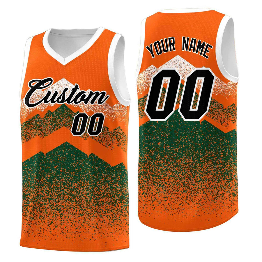 Custom Orange Green Mountain Fade Sublimation Printing Gradient Fashion Uniform Basketball Jersey | BuyFootballJersey