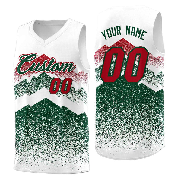 Custom White Green Mountain Fade Lightweight Gradient Fashion Uniform Basketball Jersey | BuyFootballJersey