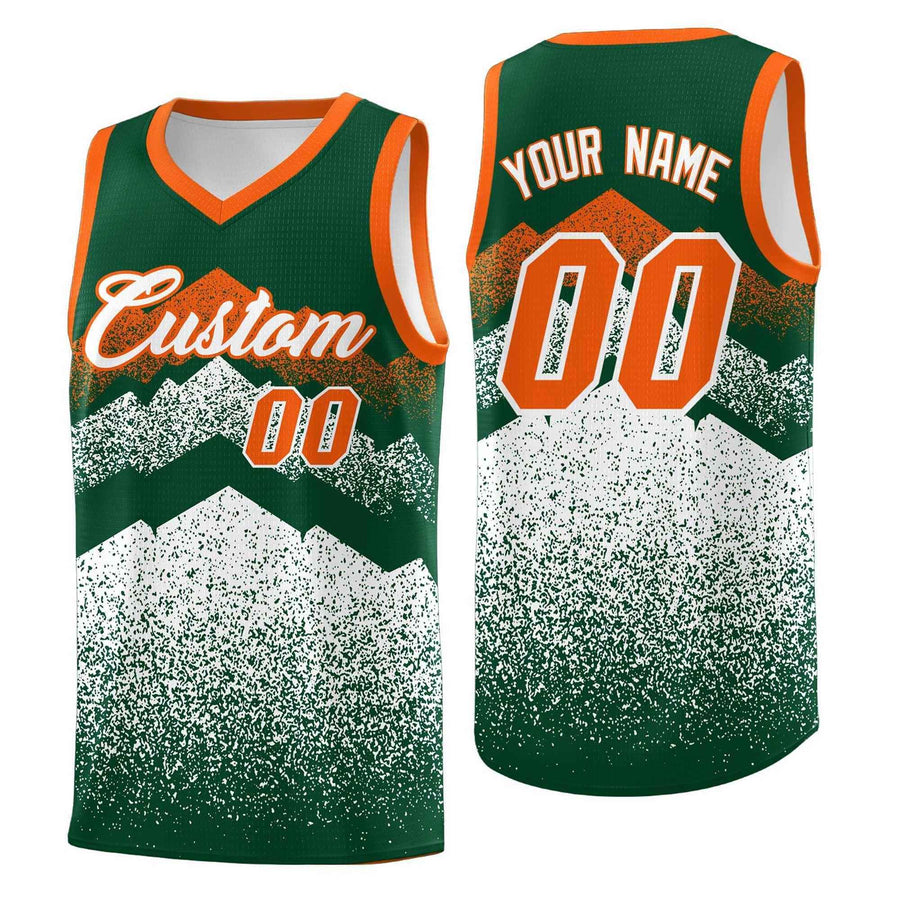 Custom Green White Mountain Fade Quick-Drying Gradient Fashion Uniform Basketball Jersey | BuyFootballJersey