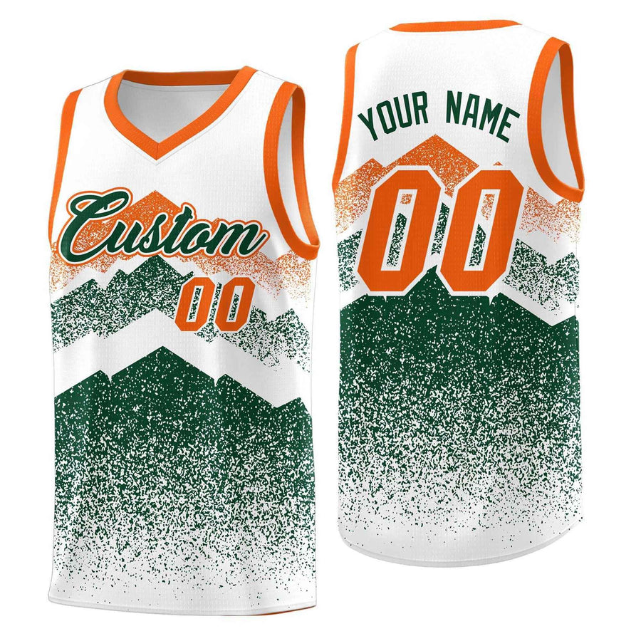 Custom White Green Mountain Fade Lightweight Gradient Fashion Uniform Basketball Jersey | BuyFootballJersey