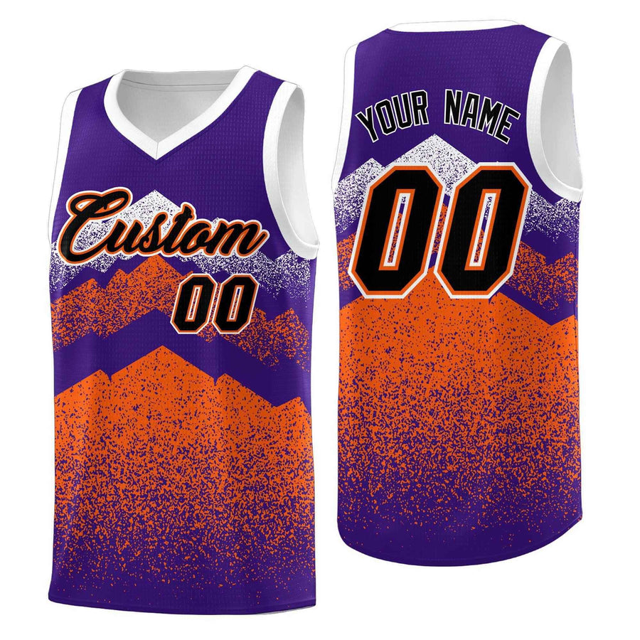 Custom Purple Orange Mountain Fade Lightweight Gradient Fashion Uniform Basketball Jersey | BuyFootballJersey