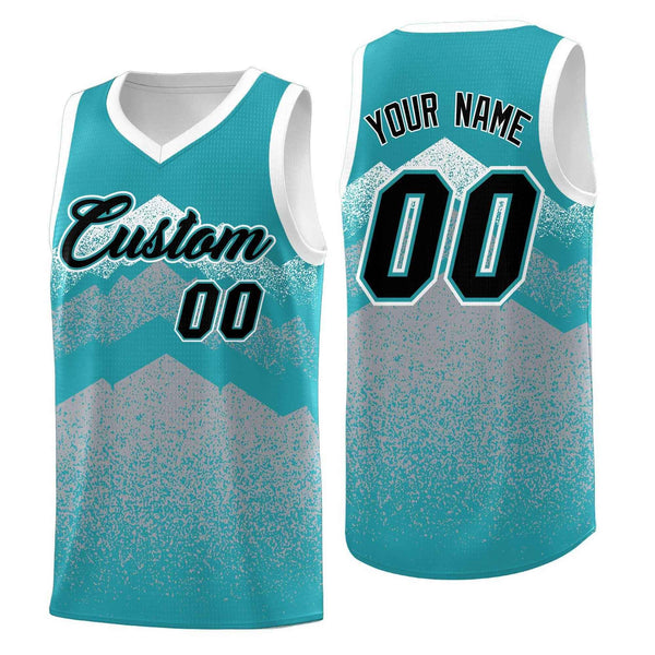 Custom Teal Silver Mountain Fade Drapable Gradient Fashion Uniform Basketball Jersey | BuyFootballJersey