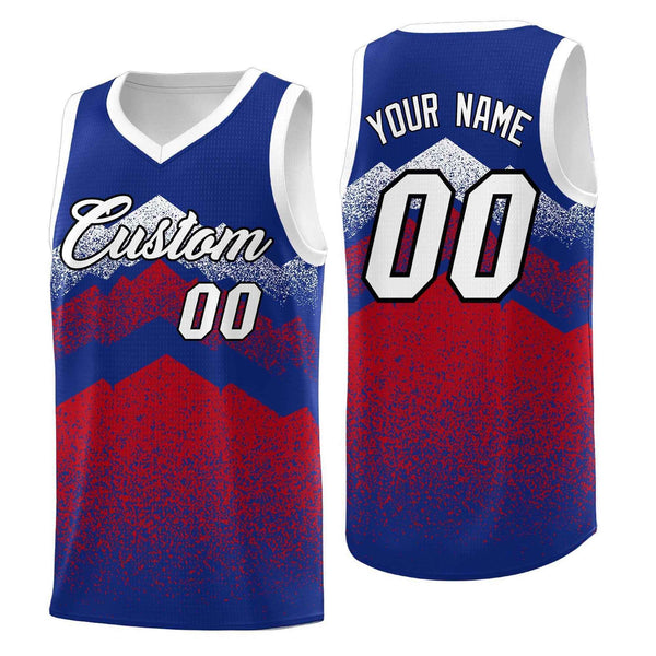 Custom Royal Red Mountain Fade Wrinkle-Resistant Gradient Fashion Uniform Basketball Jersey | BuyFootballJersey