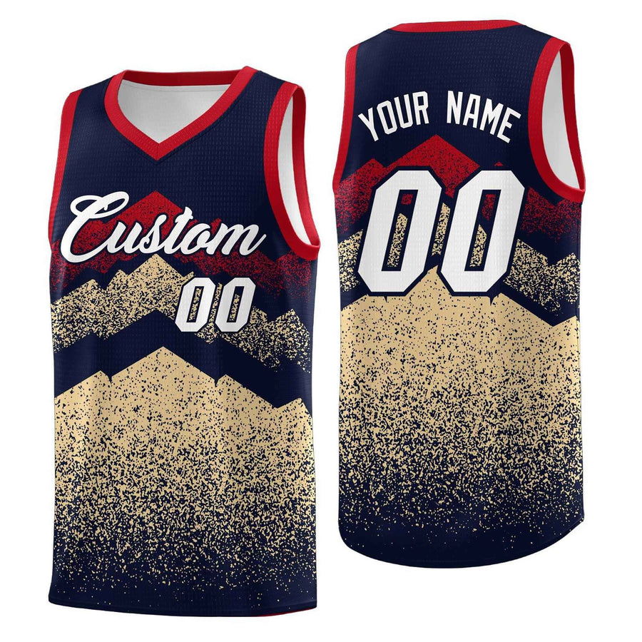 Custom Navy Khaki Mountain Fade Sublimation Printing Gradient Fashion Uniform Basketball Jersey | BuyFootballJersey