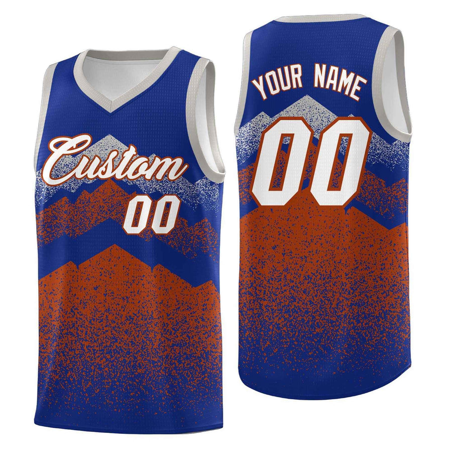 Custom Royal Dark Orange Mountain Fade Breathable Gradient Fashion Uniform Basketball Jersey | BuyFootballJersey