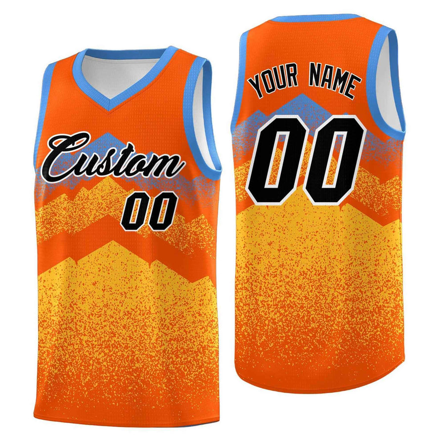 Custom Orange Gold Mountain Fade Drapable Gradient Fashion Uniform Basketball Jersey | BuyFootballJersey