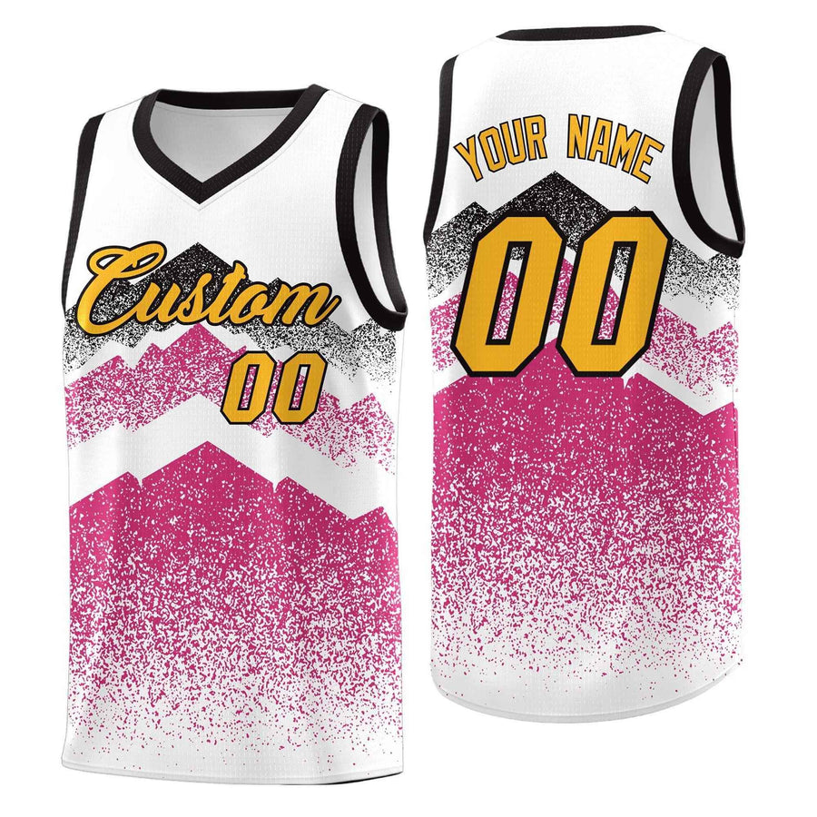 Custom White Rose Red Mountain Fade Quick-Drying Gradient Fashion Uniform Basketball Jersey | BuyFootballJersey