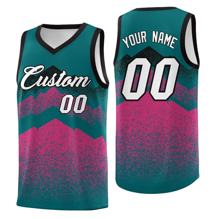 Custom Midnight Green Pink Mountain Fade Lightweight Gradient Fashion Uniform Basketball Jersey | BuyFootballJersey
