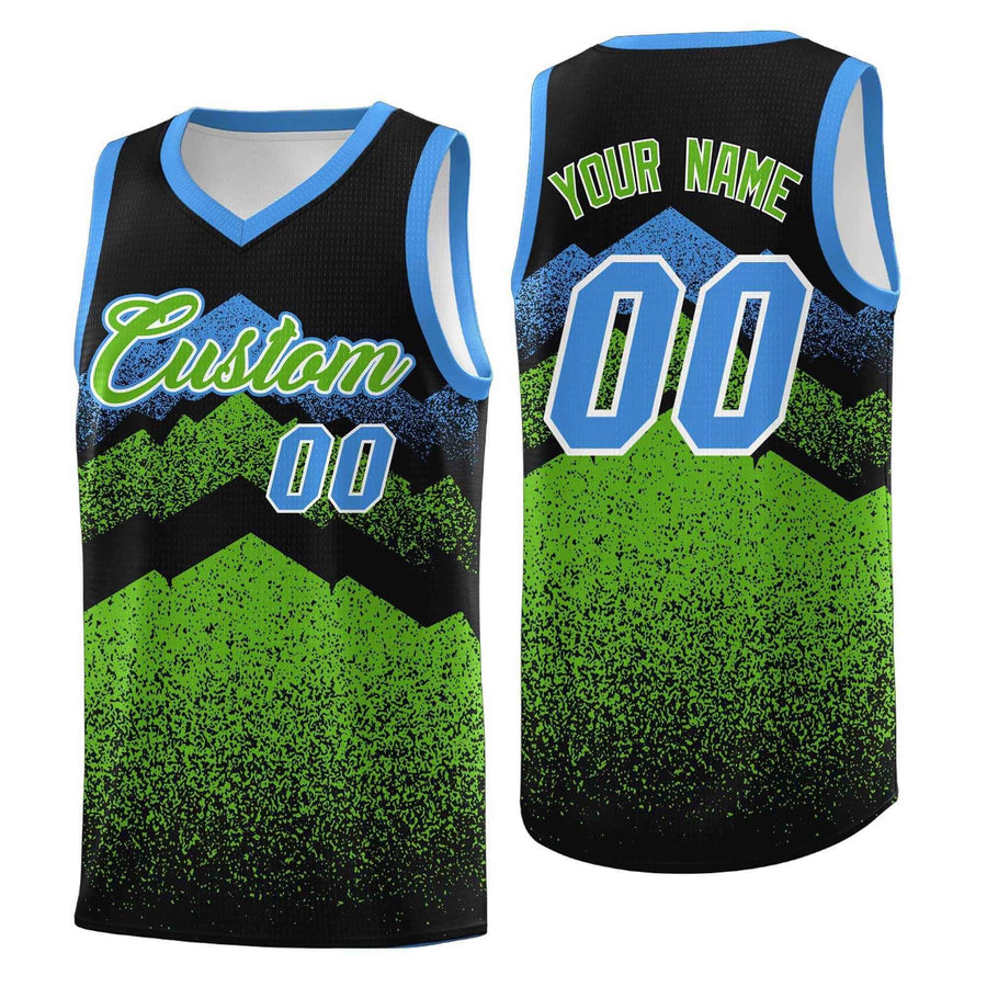 Custom Black Green Mountain Fade Sublimation Printing Gradient Fashion Uniform Basketball Jersey | BuyFootballJersey