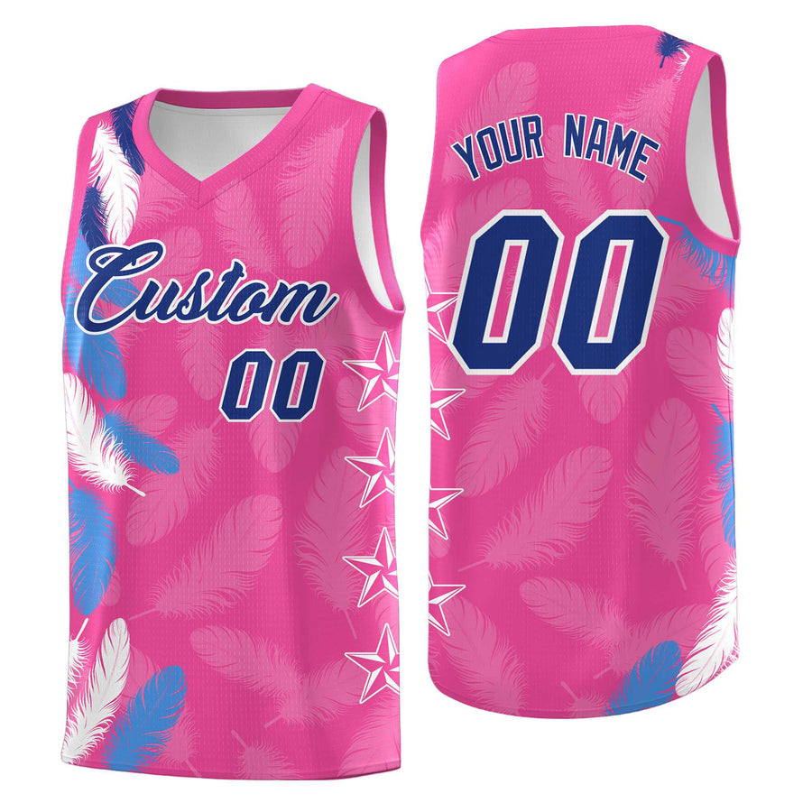 Custom Pink Royal Feather Series Lightweight Graffiti Pattern Basketball Suit Jersey | BuyFootballJersey