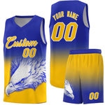 Custom Royal Yellow Eagle Pattern Graffiti Pattern Sports Uniform Basketball Jersey | BuyFootballJersey
