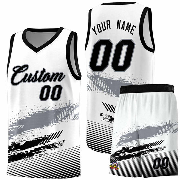 Custom White Gray and Black Graffiti Pattern Sports Uniform Basketball Jersey | BuyFootballJersey