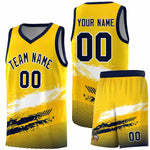 Custom Yellow White and Navy Graffiti Pattern Sports Uniform Basketball Jersey | BuyFootballJersey
