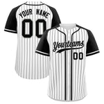 Custom White Black Stripe Fashion Raglan Sleeves Baseball Jersey | BuyFootballJersey