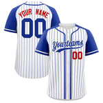 Custom White Royal Stripe Fashion Raglan Sleeves Baseball Jersey | BuyFootballJersey