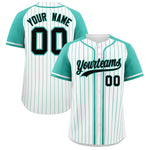 Custom White Bright Green Stripe Fashion Raglan Sleeves Baseball Jersey | BuyFootballJersey