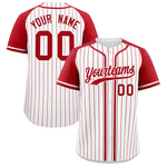 Custom White Red Stripe Fashion Raglan Sleeves Baseball Jersey | BuyFootballJersey