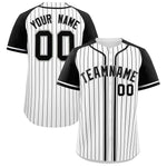 Custom White Black Stripe Fashion Raglan Sleeves Baseball Jersey | BuyFootballJersey