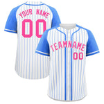 Custom White Powder Blue Stripe Fashion Raglan Sleeves Baseball Jersey | BuyFootballJersey