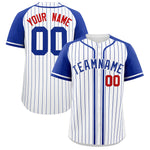 Custom White Royal Stripe Fashion Raglan Sleeves Baseball Jersey | BuyFootballJersey