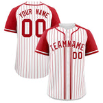 Custom White Red Stripe Fashion Raglan Sleeves Baseball Jersey | BuyFootballJersey