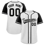 Custom White Black Stripe Fashion Raglan Sleeves Baseball Jersey | BuyFootballJersey
