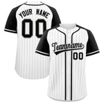 Custom White Black Stripe Fashion Raglan Sleeves Baseball Jersey | BuyFootballJersey