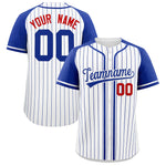 Custom White Royal Stripe Fashion Raglan Sleeves Baseball Jersey | BuyFootballJersey