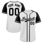 Custom White Black Stripe Fashion Raglan Sleeves Baseball Jersey | BuyFootballJersey