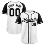 Custom White Black Stripe Fashion Raglan Sleeves Baseball Jersey | BuyFootballJersey