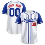 Custom White Royal Stripe Fashion Raglan Sleeves Baseball Jersey | BuyFootballJersey