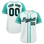 Custom White Bright Green Stripe Fashion Raglan Sleeves Baseball Jersey | BuyFootballJersey