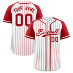Custom White Red Stripe Fashion Raglan Sleeves Baseball Jersey | BuyFootballJersey