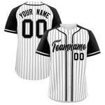 Custom White Black Stripe Fashion Raglan Sleeves Baseball Jersey | BuyFootballJersey