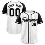Custom White Black Stripe Fashion Raglan Sleeves Baseball Jersey | BuyFootballJersey